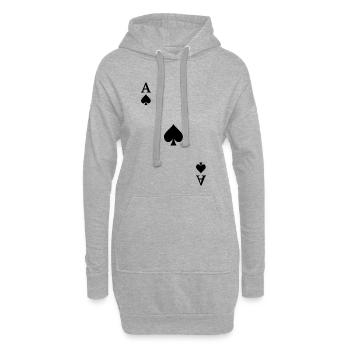 Spielkarten Kontrast - Pik-Ass - Hoodie-Kleid - Grau meliert - Vorne