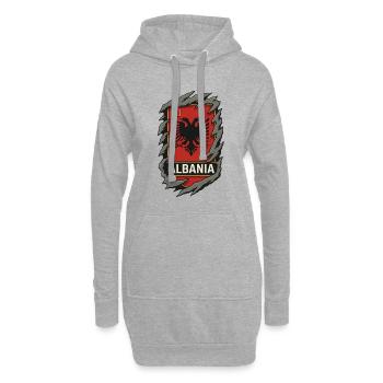 Albanischer Adler Emblem Schild - Hoodie-Kleid - Grau meliert - Vorne