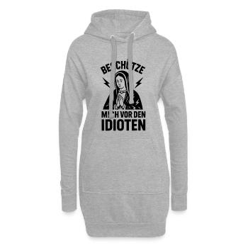 Funshirt Protégez-moi des idiots - Sweat-shirt à capuche long Femme - gris chiné - Devant