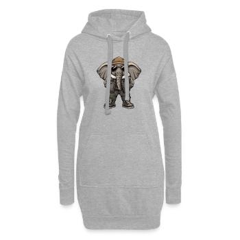 Elefant Cool Winter - Hoodie-Kleid - Grau meliert - Vorne
