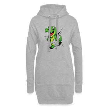 Comic Dino – Für kleine Forscher & Entdecker - Hoodie-Kleid - Grau meliert - Vorne