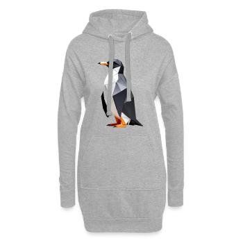 Polygon-Pinguin: Geometrische Eleganz - Hoodie-Kleid - Grau meliert - Vorne