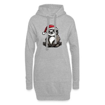 Noël paresseux - Sweat-shirt à capuche long Femme - gris chiné - Devant