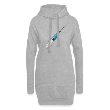 Spritze Neon Blau: Medizinischer Stil - Hoodie-Kleid - Grau meliert - Vorne