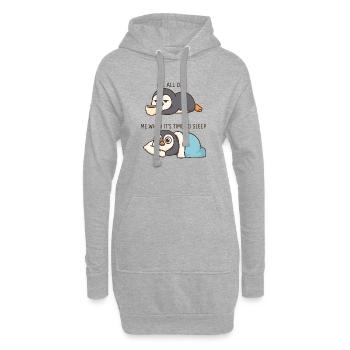 Lustiger Cartoon Pinguin Kaffeeliebhaber  - Hoodie-Kleid - Grau meliert - Vorne
