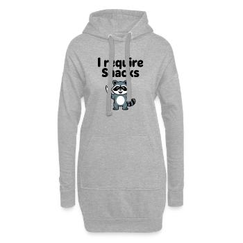 I require Snacks - Funny Raccoon T-Shirt - Hoodie Dress - heather grey - Front