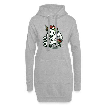 Unicorn Soccer Maskottchen stürmt nach vorne - Hoodie-Kleid - Grau meliert - Vorne