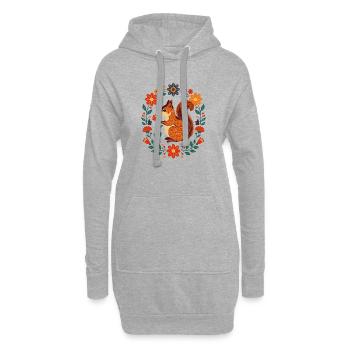 Blumenkranz-Eichhörnchen - Hoodie-Kleid - Grau meliert - Vorne
