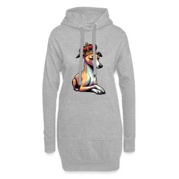 Whippet Windhund Whippets Windhundbesitzer - Hoodie-Kleid - Grau meliert - Vorne