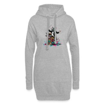 Chef d’orchestre | Graffiti Rat DJ Gala - Sweat-shirt à capuche long Femme - gris chiné - Devant