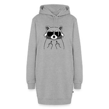 Un raton laveur avec des lunettes de soleil au majeur - Sweat-shirt à capuche long Femme - gris chiné - Devant