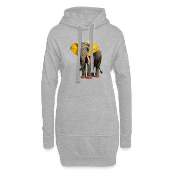 Elephant Diva : Design pop art avec des accents colorés - Sweat-shirt à capuche long Femme - gris chiné - Devant