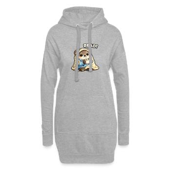 Kuschelbär Lesezeit Unter Decke - Hoodie-Kleid - Grau meliert - Vorne