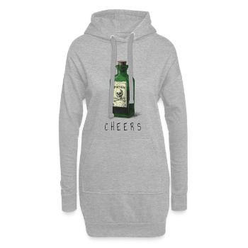 Bouteille de poison verte avec crâne - Sweat-shirt à capuche long Femme - gris chiné - Devant
