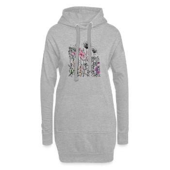 Blumen - Hoodie-Kleid - Grau meliert - Vorne