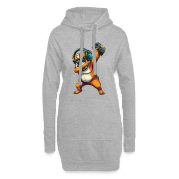 Gamer Bulldogge Hund spielt Videospiele Kunst - Hoodie-Kleid - Grau meliert - Vorne