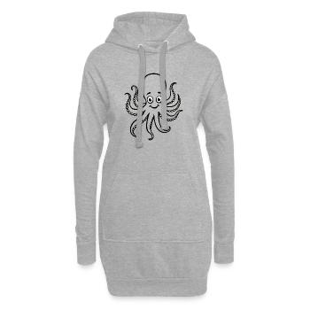 Costume de pieuvre Animal marin Océan Carnaval de pieuvre - Sweat-shirt à capuche long Femme - gris chiné - Devant