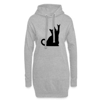 Chat Noir – Silhouette de cornes de diable - Sweat-shirt à capuche long Femme - gris chiné - Devant