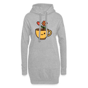 Blütenbecher Lächelnde Tasse - Hoodie-Kleid - Grau meliert - Vorne