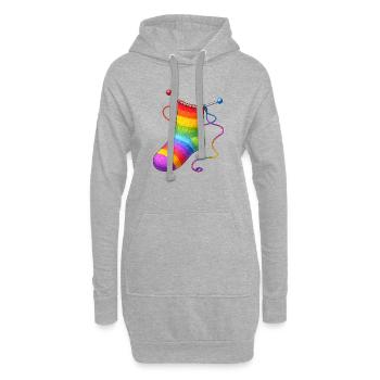 Gestrickte Regenbogen Socke Illustration  - Hoodie-Kleid - Grau meliert - Vorne
