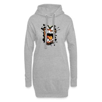 Orange Large öffnete einen schreienden Mund mit verrücktem Blick - Hoodie-Kleid - Grau meliert - Vorne