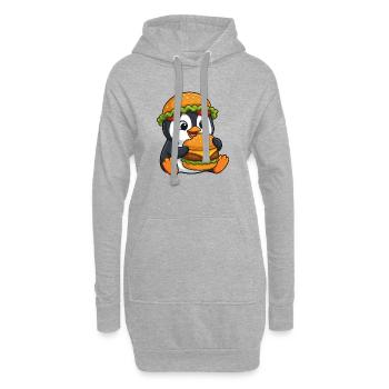 Pingouin mignon avec motif de dessin animé de burger - Sweat-shirt à capuche long Femme - gris chiné - Devant