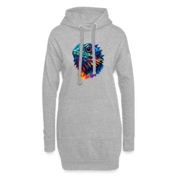 Bartagame Geometrischer Stil Low Poly Blau - Hoodie-Kleid - Grau meliert - Vorne