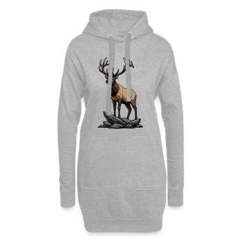 Wapiti Majestueux Élan Nature Sauvage Rocher - Sweat-shirt à capuche long Femme - gris chiné - Devant