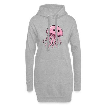 Sourire de méduse rose - Sweat-shirt à capuche long Femme - gris chiné - Devant