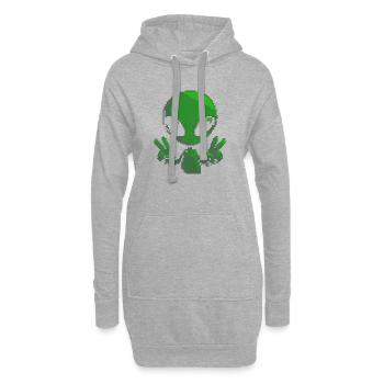 Signe de paix extraterrestre Pixel - Sweat-shirt à capuche long Femme - gris chiné - Devant