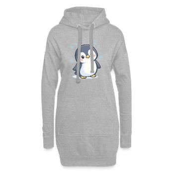 Magie d’Hiver du Pingouin Câlin - Sweat-shirt à capuche long Femme - gris chiné - Devant