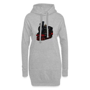Dampflok Retro-Look - Hoodie-Kleid - Grau meliert - Vorne