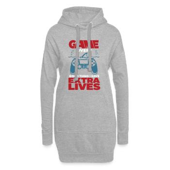 Game Over Vies Extras Gamer Spruch - Sweat-shirt à capuche long Femme - gris chiné - Devant