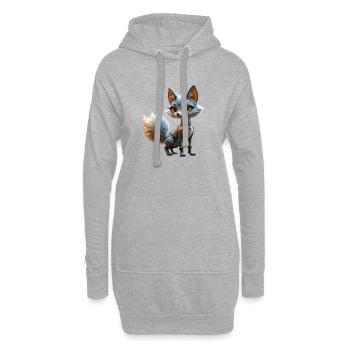 Cyber Renard Bleu - Sweat-shirt à capuche long Femme - gris chiné - Devant