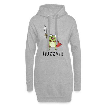 Grenouille hourra ! - Sweat-shirt à capuche long Femme - gris chiné - Devant