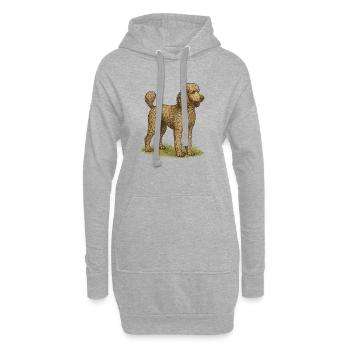 Grand caniche - Sweat-shirt à capuche long Femme - gris chiné - Devant