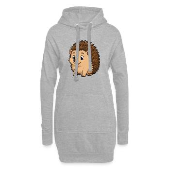 Cuddly Hedgehog Cartoon - Hoodie Dress - heather grey - Front