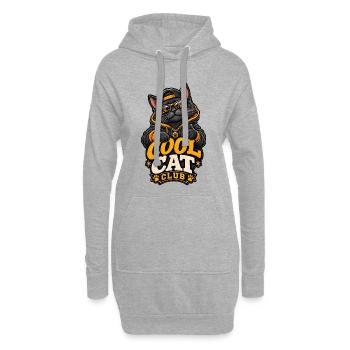 Chaton streetwear du Cool Cat Club - Sweat-shirt à capuche long Femme - gris chiné - Devant