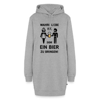 Wahre Liebe Ist, Ihm Ein Bier Zu Bringen! (2C) - Hoodie-Kleid - Grau meliert - Vorne - AI Model Female 172 light (172cm)