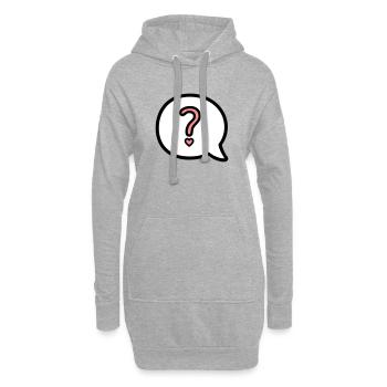 Sprechbalse mit Fragezeichen und Herz - Hoodie-Kleid - Grau meliert - Vorne