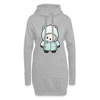 Ours polaire hiver ours polaire bande dessinée - Sweat-shirt à capuche long Femme - gris chiné - Devant