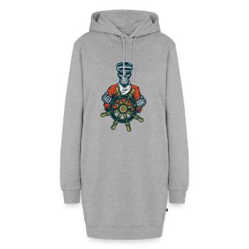 Toter Seemann mit Steuerrad - Hoodie-Kleid - Grau meliert - Vorne