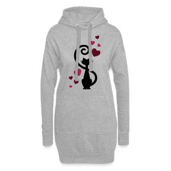 Katze Liebe Verliebt - cat in love - Geschenkidee - Hoodie-Kleid - Grau meliert - Vorne