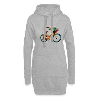 Fahrrad mit Blumen - Hoodie-Kleid - Grau meliert - Vorne