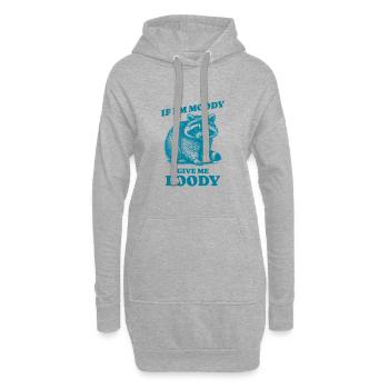 Wenn ich launisch bin, gib mir Essen, lustiges Zitat, Waschbär - Hoodie-Kleid - Grau meliert - Vorne