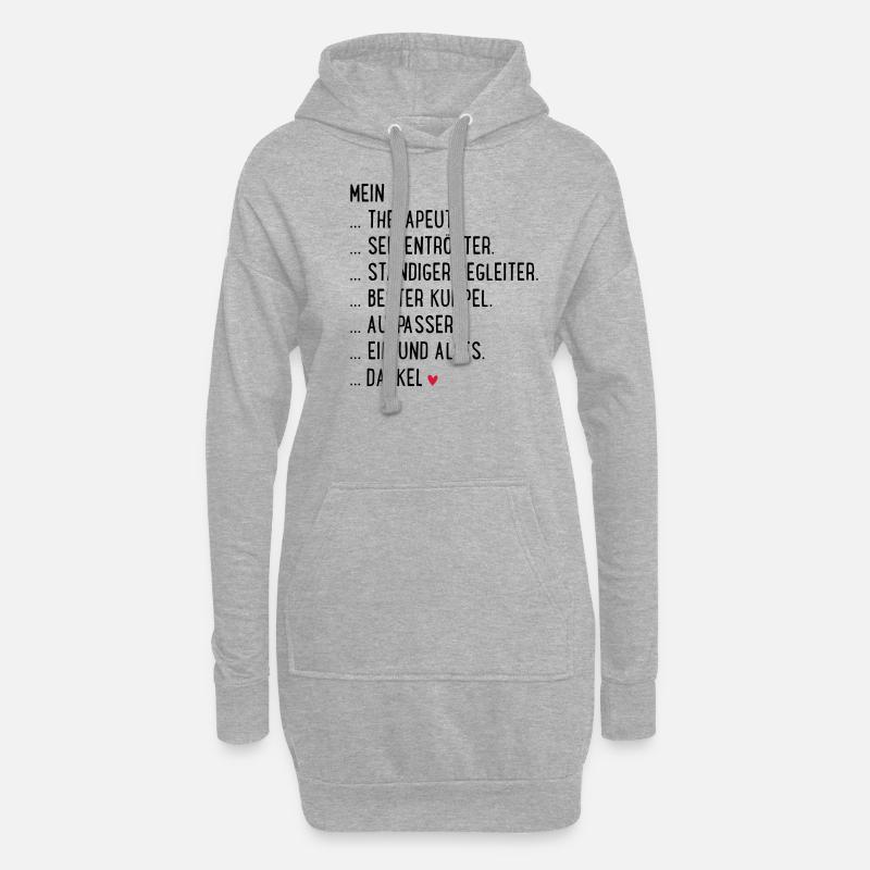Dackel - Hoodie-Kleid - Grau meliert