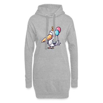 Pélican oiseau anniversaire bébé - Sweat-shirt à capuche long Femme - gris chiné - Devant