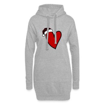 Coeur Noël - Sweat-shirt à capuche long Femme - gris chiné - Devant