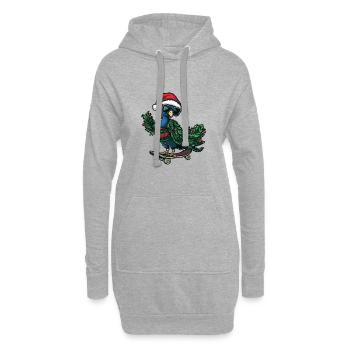 Paon oiseau Noël drôle - Sweat-shirt à capuche long Femme - gris chiné - Devant
