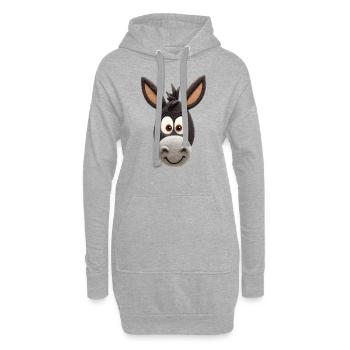 Lustiger Esel Cartoonkopf – Niedliches Tierdesign - Hoodie-Kleid - Grau meliert - Vorne